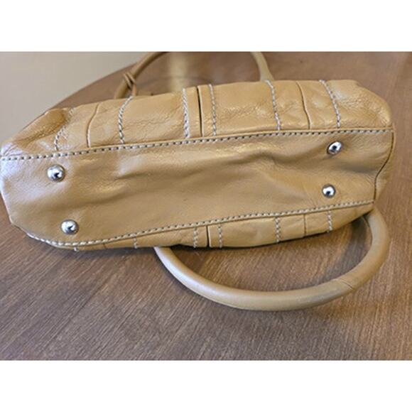 Tignanello Camel Brown Genuine Leather Double Handle Handbag Purse - Picture 3 of 4